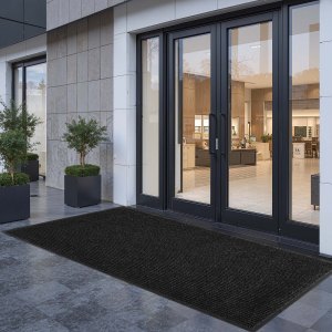 FEOMOS Tapis D’Entrée Antidérapant 50×80 Cm – Gris Charbon, Absorbant, Lavable En Machine, Attrape-Poussière Pour Maison & Chien