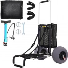 VEVOR Gerobak Tangan Troli Pantai Lipat Trolley Pengangkut 84 hingga 131 cm Dapat Disesuaikan 58,4 x 38,1 cm Area Pemuatan Troli Taman Troli Pantai 75 kg Dapat Dimuat untuk Semua Medan, Luar Ruangan Berkemah Belanja Hitam