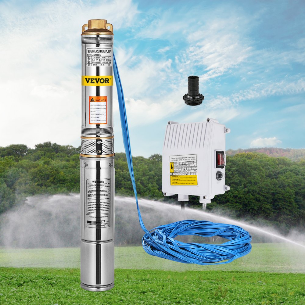 Pompa Sommersa Per Pozzi 0.37kw 5600 L/h 0.5hp Sommergibile Irrigazione