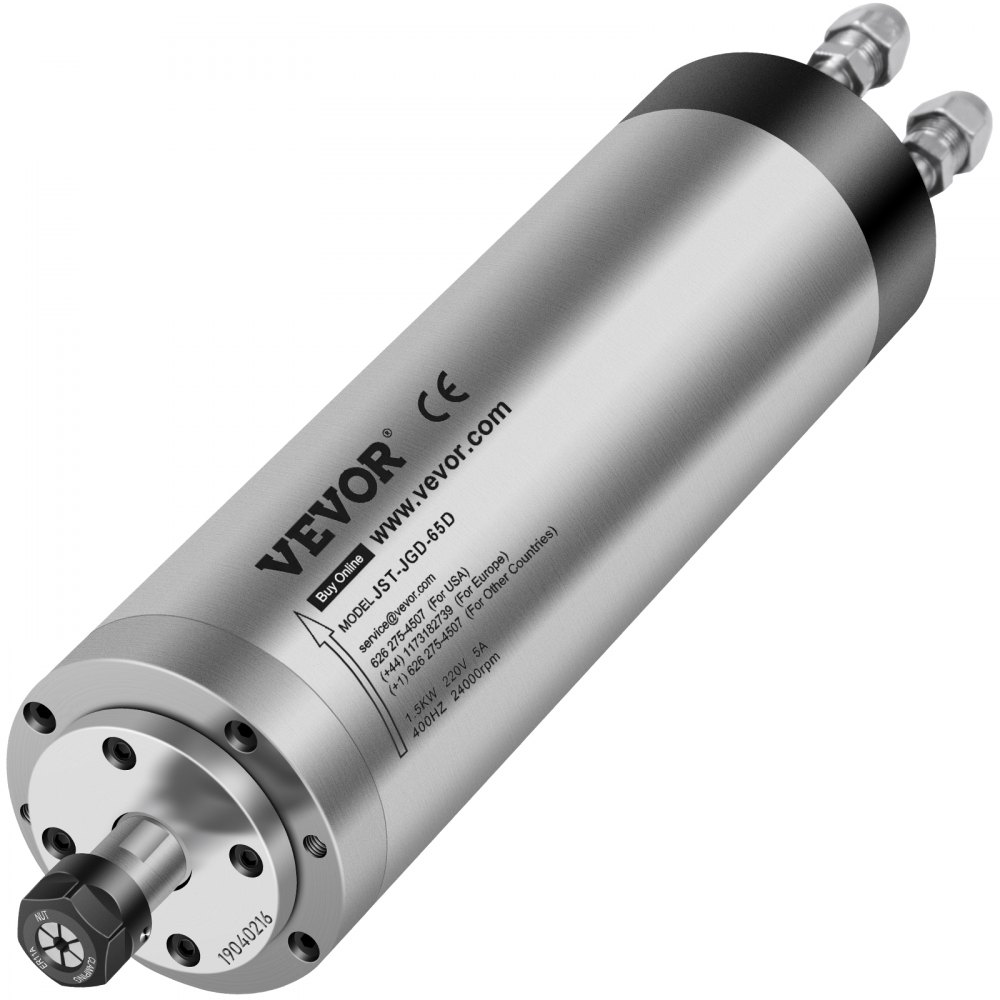 VEVOR Motore Mandrino Raffreddato ad Acqua, 1.5KW 400 Hz, Velocità 8000-24000 RPM Motore Mandrino CNC Applicabile alle Macchine per Incisione per Legno, Pietra, Metallo e Altri Materiali.