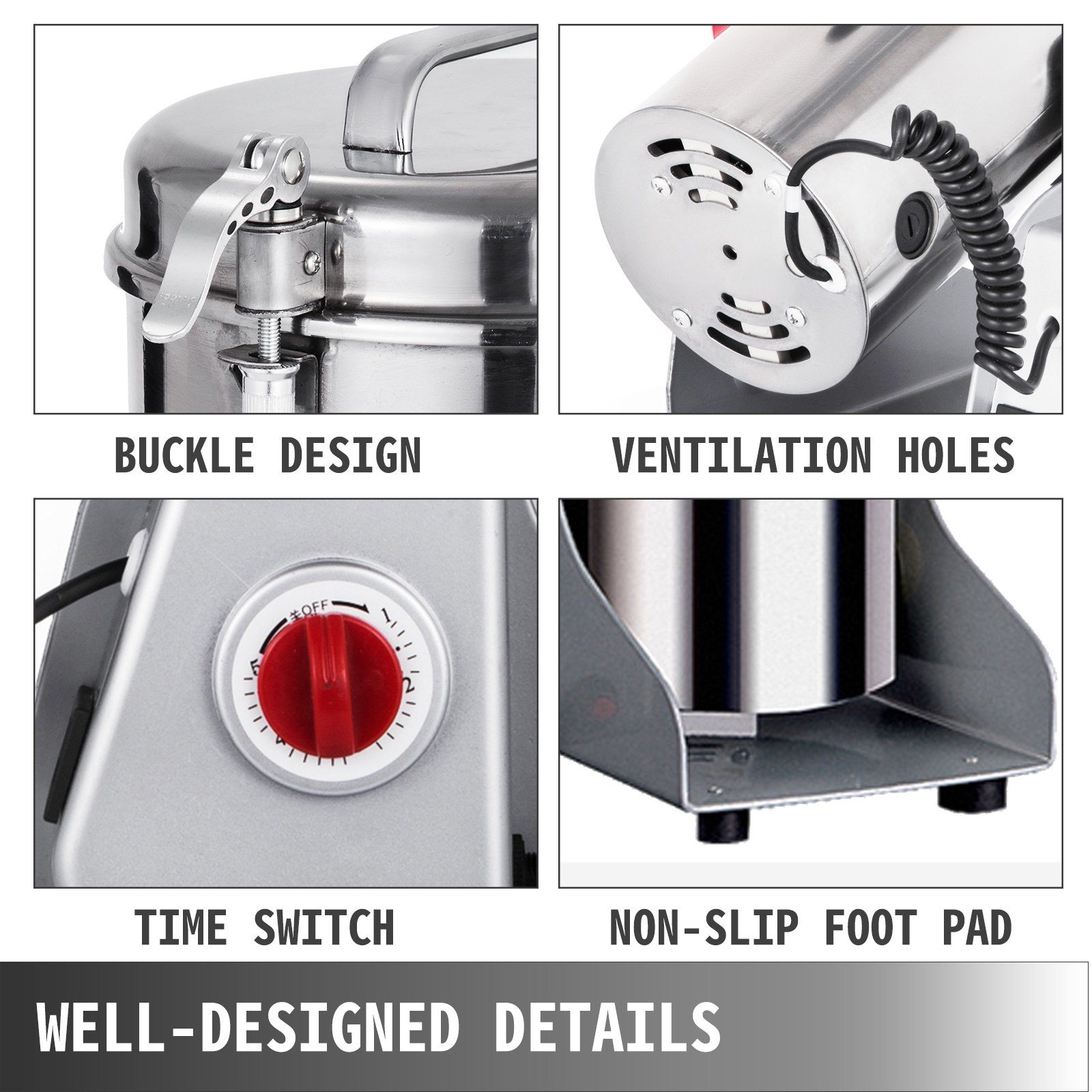 Macchina d'Oscillazione dell'Acciaio Inossidabile del Mulino 28000R / Min, Macchina del Mulino del Commestibile dell'Erba 2000W, Macina Cereali Caffè Elettrico Grano Smerigliatrice da 1000G