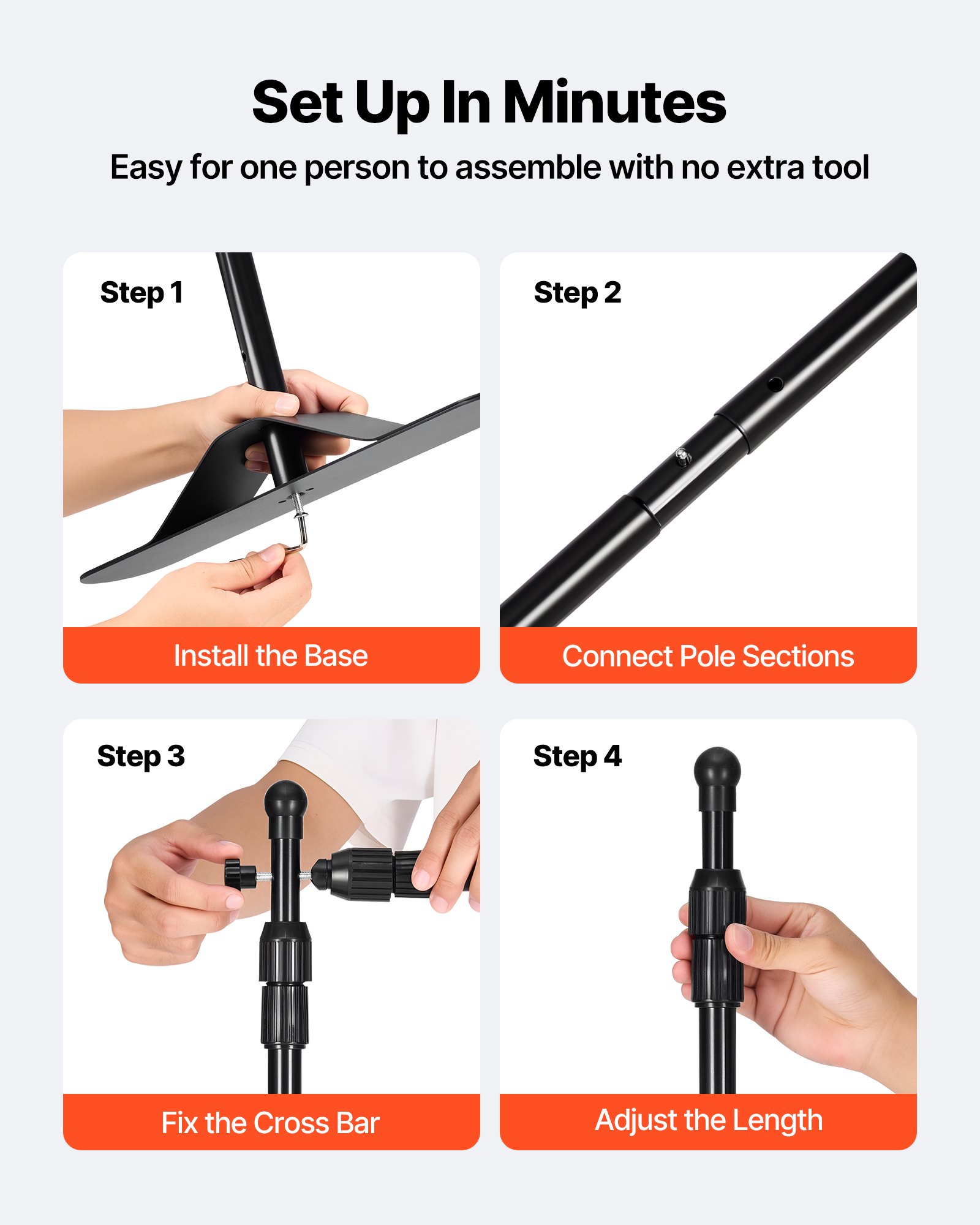 VEVOR Banner Stand 10`*8`Supporto Sfondo Studio Fotografico Kit Supporto Fondale Background Portatile Supporto Stativo da Studiao Regolabile