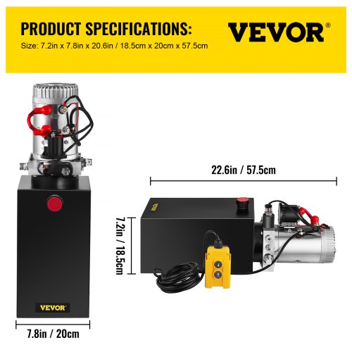Pompa Idraulica 12V 800W – Ad Azione Singola, Serbatoio 1.5L, Telecomando 4.5m, Per Rimorchi Ribaltabili E Sollevatori