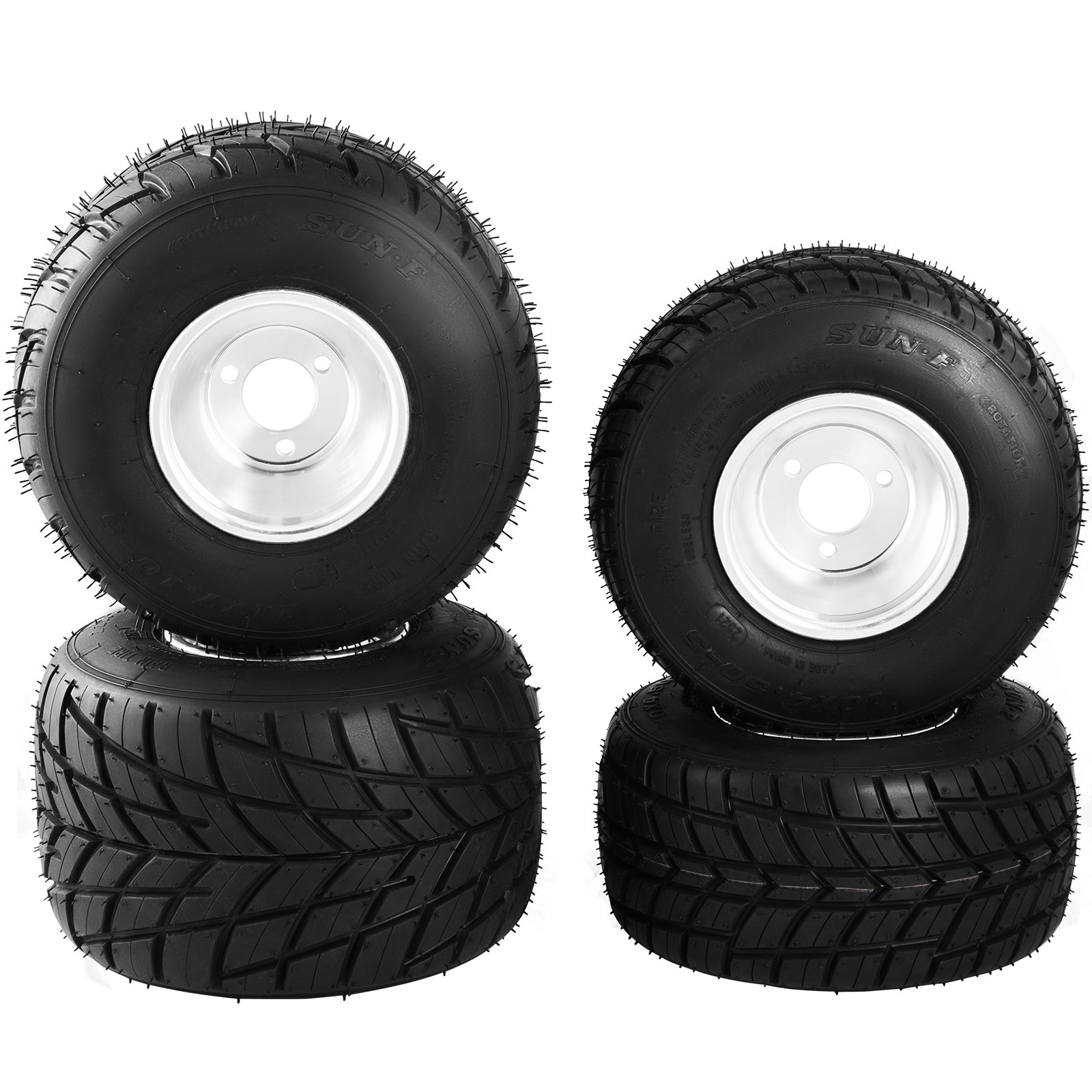 VEVOR Go Kart Wheels Rain Tires 4-Piece Set Rim & Tire Durable 10X4.50-5 11x6.0-5