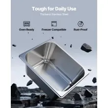 VEVOR 1/2 Pentola per Vapore in Acciaio Inox, 149 mm di Profondità, Pentola a Tavolo da 36 L, Forniture per Ristoranti Anti-Inceppamento, Antiruggine, per la Casa, Feste, Ristoranti, 2 Confezioni
