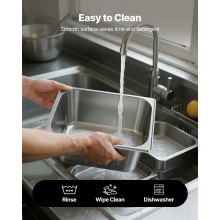 VEVOR 1/2 Pentola per Vapore in Acciaio Inox, 149 mm di Profondità, Pentola a Tavolo da 36 L, Forniture per Ristoranti Anti-Inceppamento, Antiruggine, per la Casa, Feste, Ristoranti, 2 Confezioni