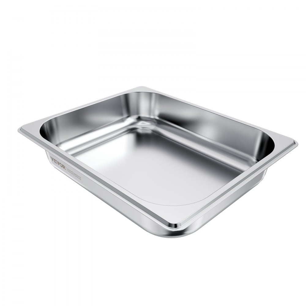 VEVOR 1/2 Pentola per Vapore in Acciaio Inox, 64 mm di Profondità, Pentola a Tavolo da 15,2 L, Forniture per Ristoranti Anti-Inceppamento, Antiruggine, per la Casa, Feste, Ristoranti, 4 Confezioni
