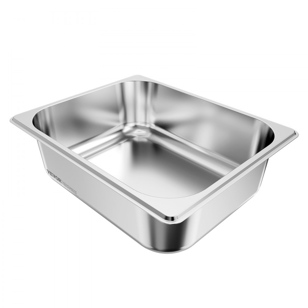 VEVOR 1/2 Pentola per Vapore in Acciaio Inox, 99 mm di Profondità, Pentola a Tavolo da 24 L, Forniture per Ristoranti Anti-Inceppamento, Antiruggine, per la Casa, Feste, Ristoranti, 6 Confezioni