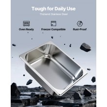 VEVOR 1/2 Pentola per Vapore in Acciaio Inox, 99 mm di Profondità, Pentola a Tavolo da 24 L, Forniture per Ristoranti Anti-Inceppamento, Antiruggine, per la Casa, Feste, Ristoranti, 6 Confezioni