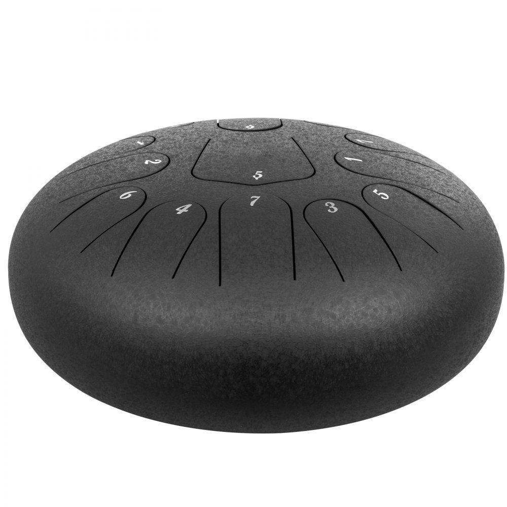 VEVOR Tamburo di Lingua Handpan Musicale 13 Toni Diametro da 12 Pollici, Strumento a Percussione Tamburo di Lingua in Acciaio 13 Linguette con Mazze, Tamburo di Lingua 12 Pollici per Musica in Acciaio