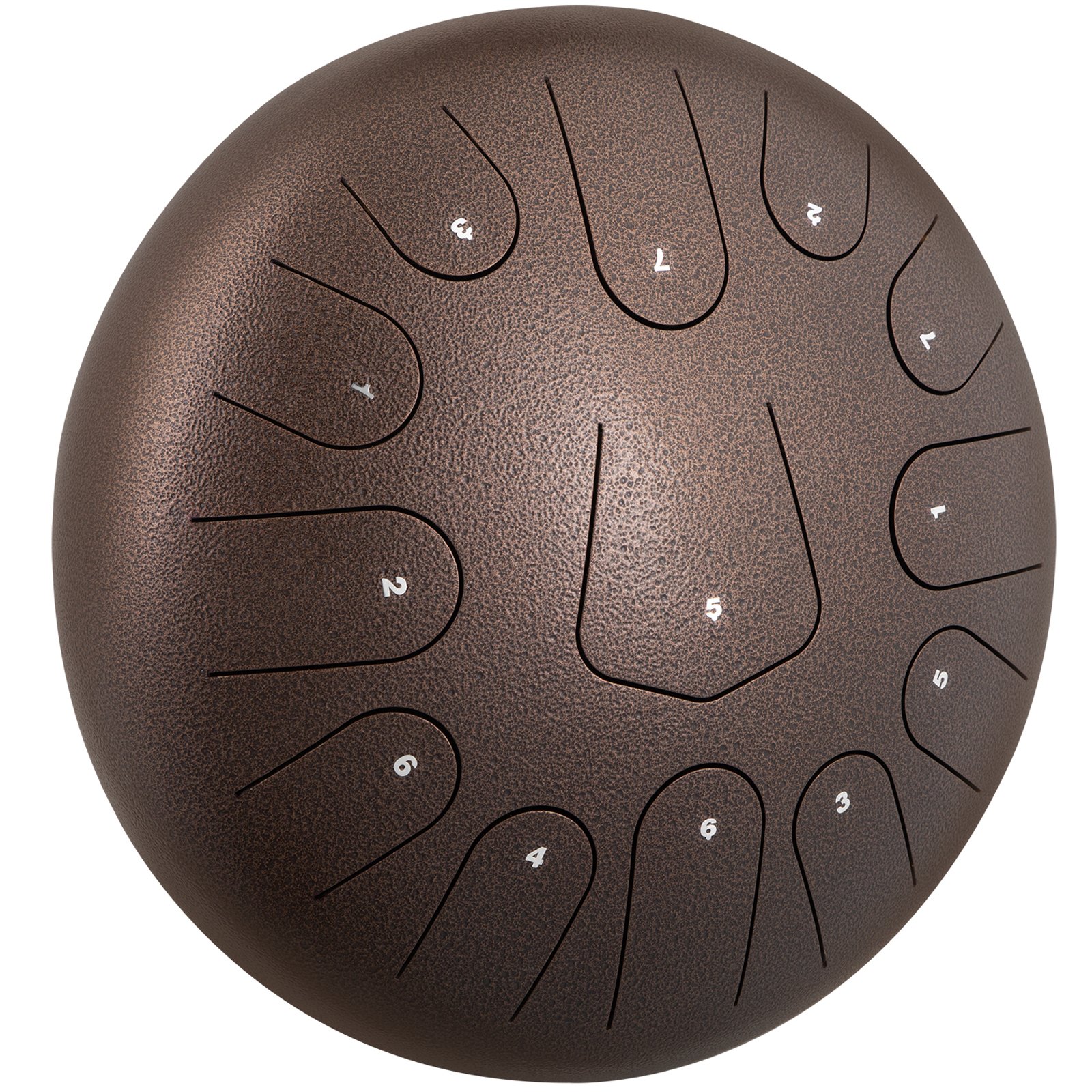 VEVOR Tamburo di Lingua Handpan Musicale 13 Toni Diametro da 12 Pollici, Strumento a Percussione Tamburo di Lingua in Acciaio 13 Linguette con Mazze, Tamburo di Lingua 12 Pollici Colore di Castagna