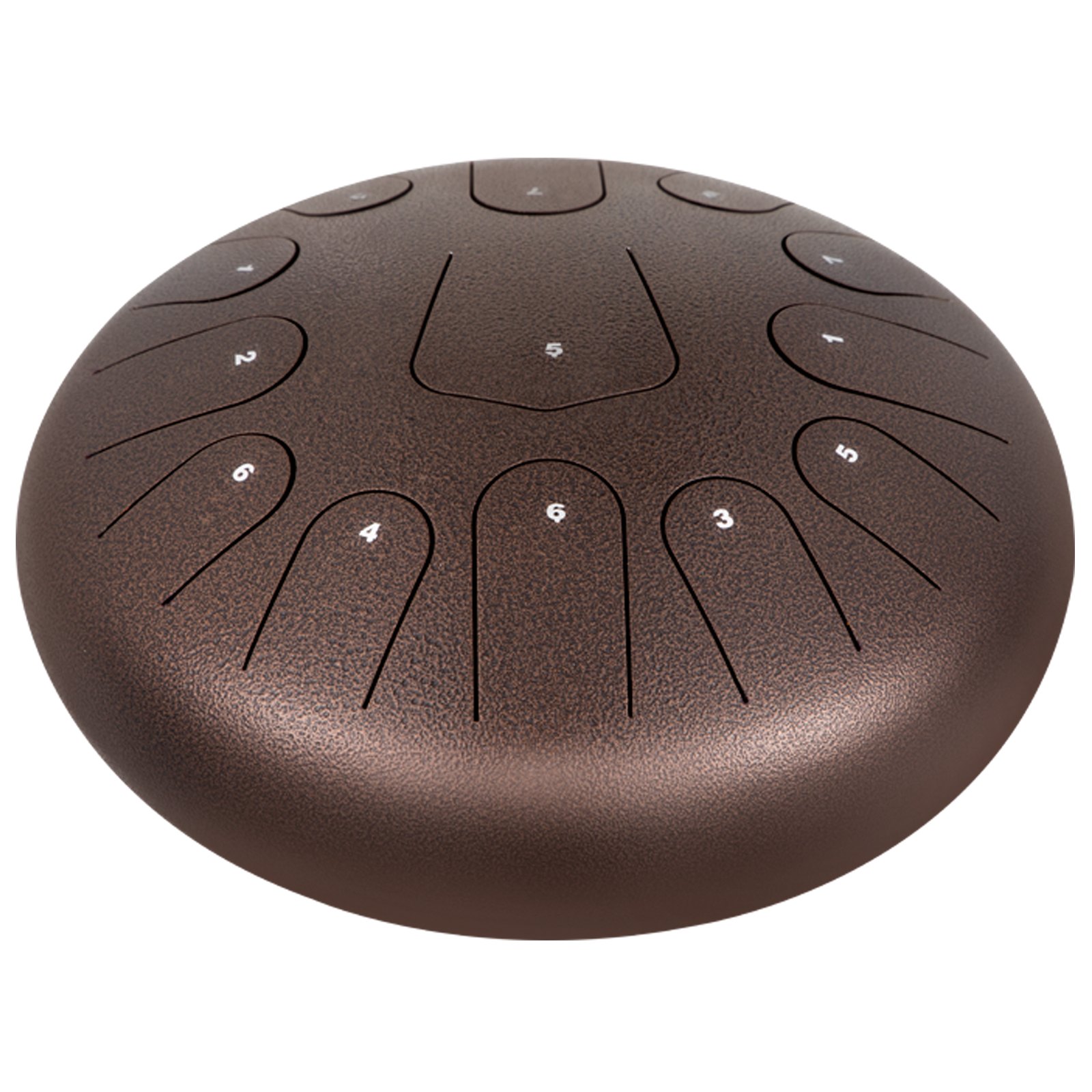 VEVOR Tamburo di Lingua Handpan Musicale 13 Toni Diametro da 12 Pollici, Strumento a Percussione Tamburo di Lingua in Acciaio 13 Linguette con Mazze, Tamburo di Lingua 12 Pollici Colore di Castagna
