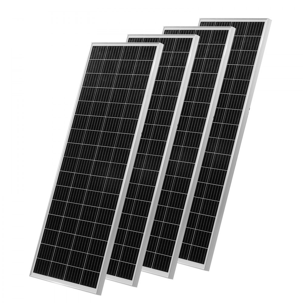 VEVOR Kit Solare Off-Grid 400W 12V 4 Pannelli Monocristallini da 100W, Kit Solare Completo con Batteria LiFePO₄ 12,8V 200Ah, Regolatore MPPT 40A, Inverter da 2000W, per Camper, Casa e Barca Off-Grid