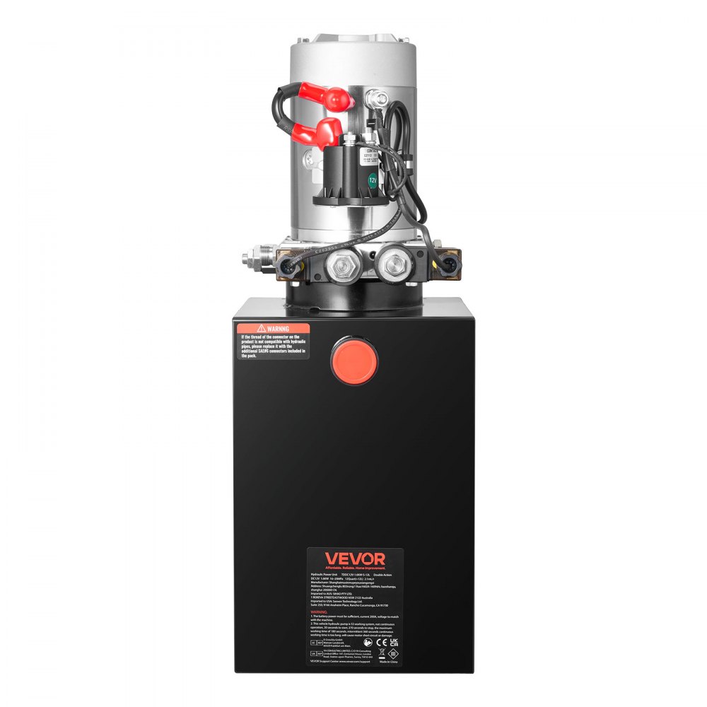 VEVOR Pompa Idraulica per Rimorchio Ribaltabile 1600 W 2600 giri/min Centralina Idraulica Azione Doppia per Sollevamento da Officina con Serbatoio d'Olio in Metallo Volume 2,1 mL/r per Piattaforma