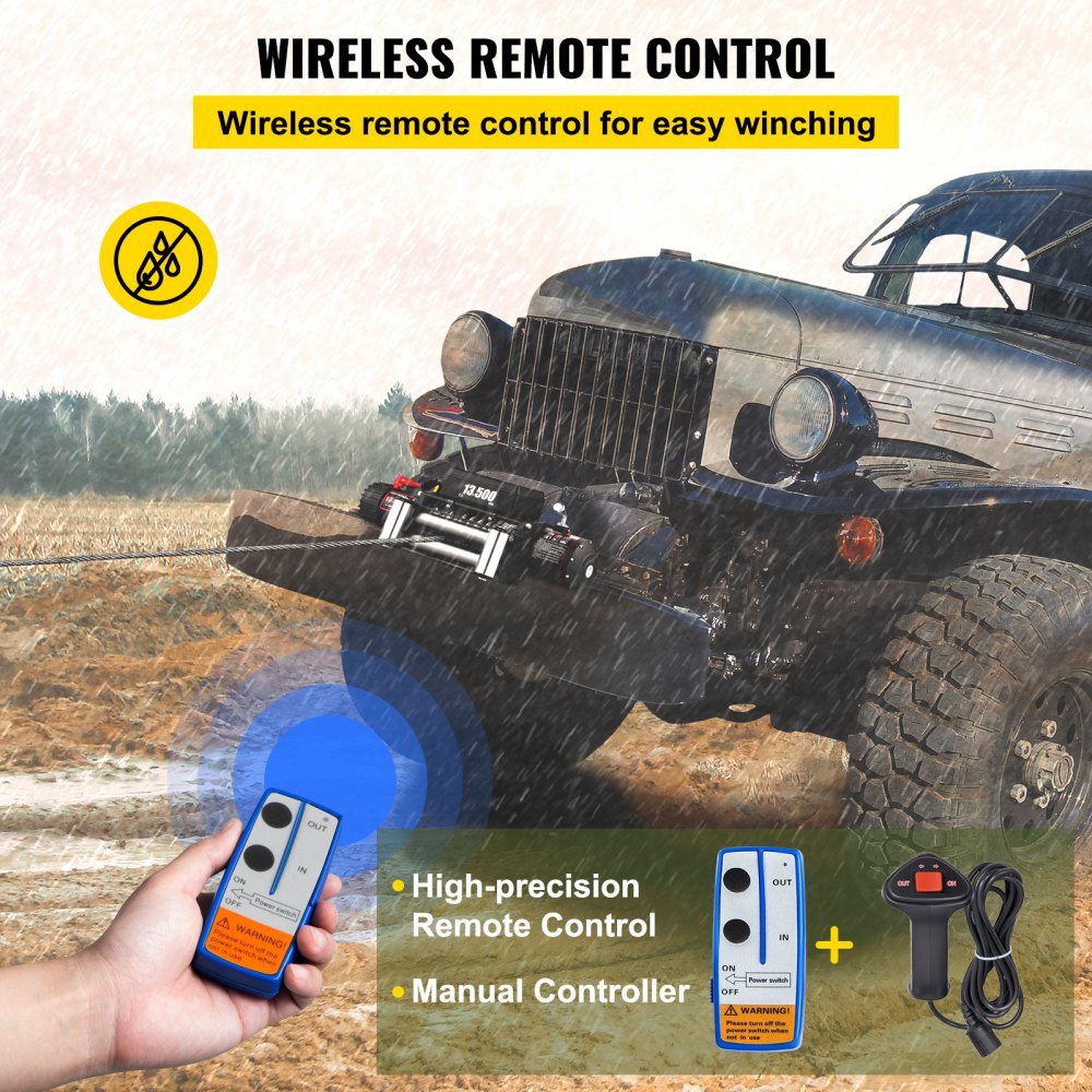 VEVOR Paranchi Verricello elettrico Argano elettrico recupero cavo 6120KG 12v con telecomando per Atv Utv (6120KG cavo singolo) verricello elettrico