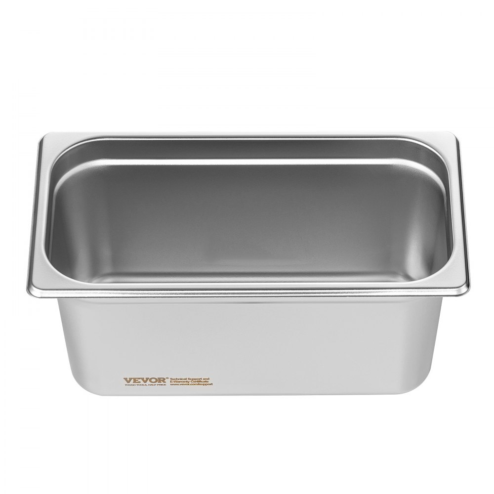VEVOR Set Contenitore per Alimenti in Acciaio Inox Vassoio 328 x 178 x 148 mm, Set di Bacinelle per Alimenti Spessore 0,8mm Confezione 8 Pezzi con Coperchio per Cucina Ristorazione Hospitality