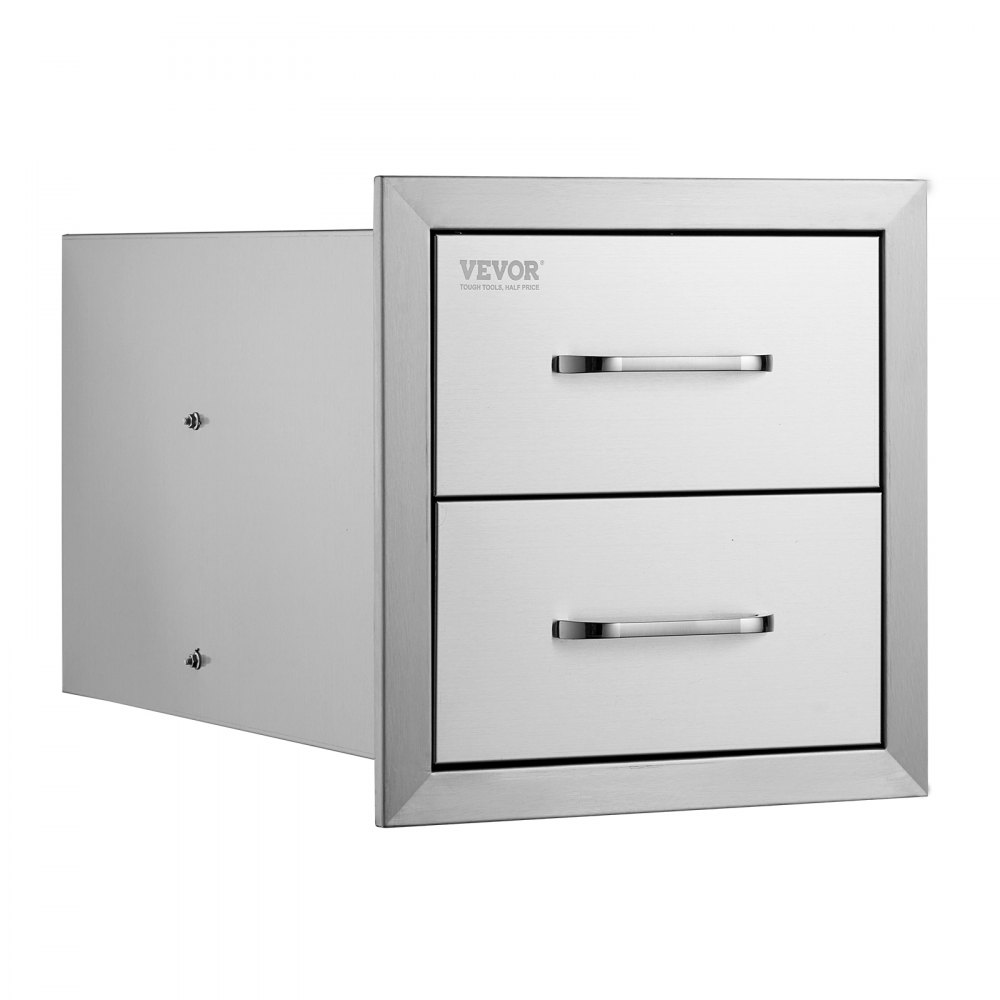 VEVOR Cassetto con Guida Scorrimento Ripiano Doppio in Acciaio Inox da Cucina, Cassettiera per Isola di Cucina BBQ Cucina Esterna Cassetto Doppio con Guide Scorrimento in Acciaio Inox Altezza 36,7cm
