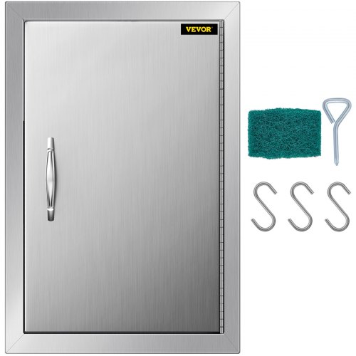 VEVOR Porta da Cucina per Esterni, Porta per Barbecue 36X50cm, Accesso Semplice Perfetto per Cucine Condizioni Meteorologiche, Pioggia o Tuoni Armadio, in Acciaio Inox 14W-20HB con Anta Singola