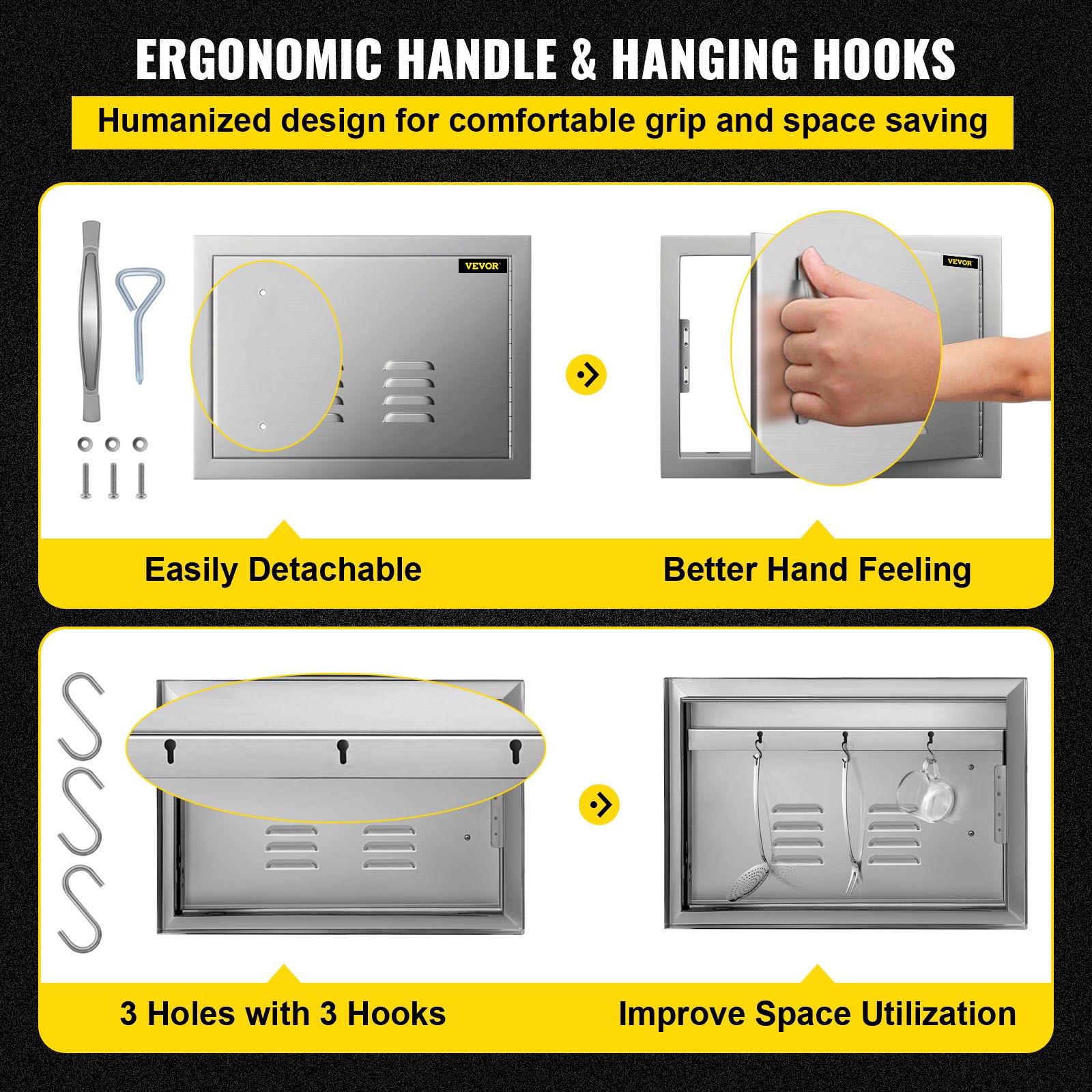 Sportello Di Ispezione Porta Singola 50x35cm In Acciaio Inox Per Barbecue Grill