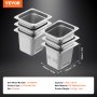 VEVOR Gastronorm Containers, Stainless Steel Containers, 6 pcs. 1/6 Size 178 x 168 x 160 mm Food Containers, Commercial Steam Pan Warming Containers for Food, Cakes, Hotel Pan Table Food Pan Buffet
