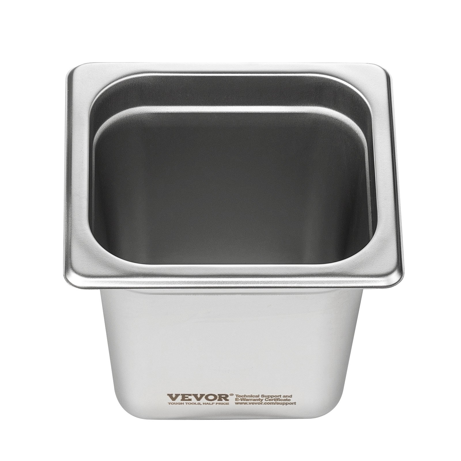 VEVOR Gastronorm Containers, Stainless Steel Containers, 6 pcs. 1/6 Size 178 x 168 x 160 mm Food Containers, Commercial Steam Pan Warming Containers for Food, Cakes, Hotel Pan Table Food Pan Buffet