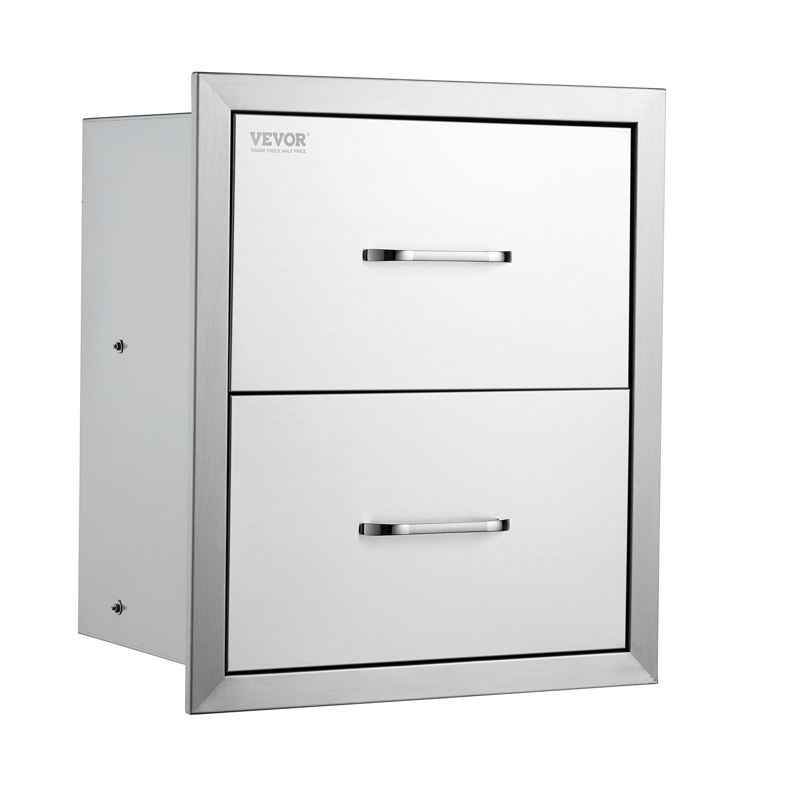 VEVOR Cassetto con Guida Scorrimento Ripiano Doppio in Acciaio Inox da Cucina, Cassettiera per Isola di Cucina BBQ Cucina Esterna Cassetto Doppio con Guide Scorrimento in Acciaio Inox Altezza 52,4cm