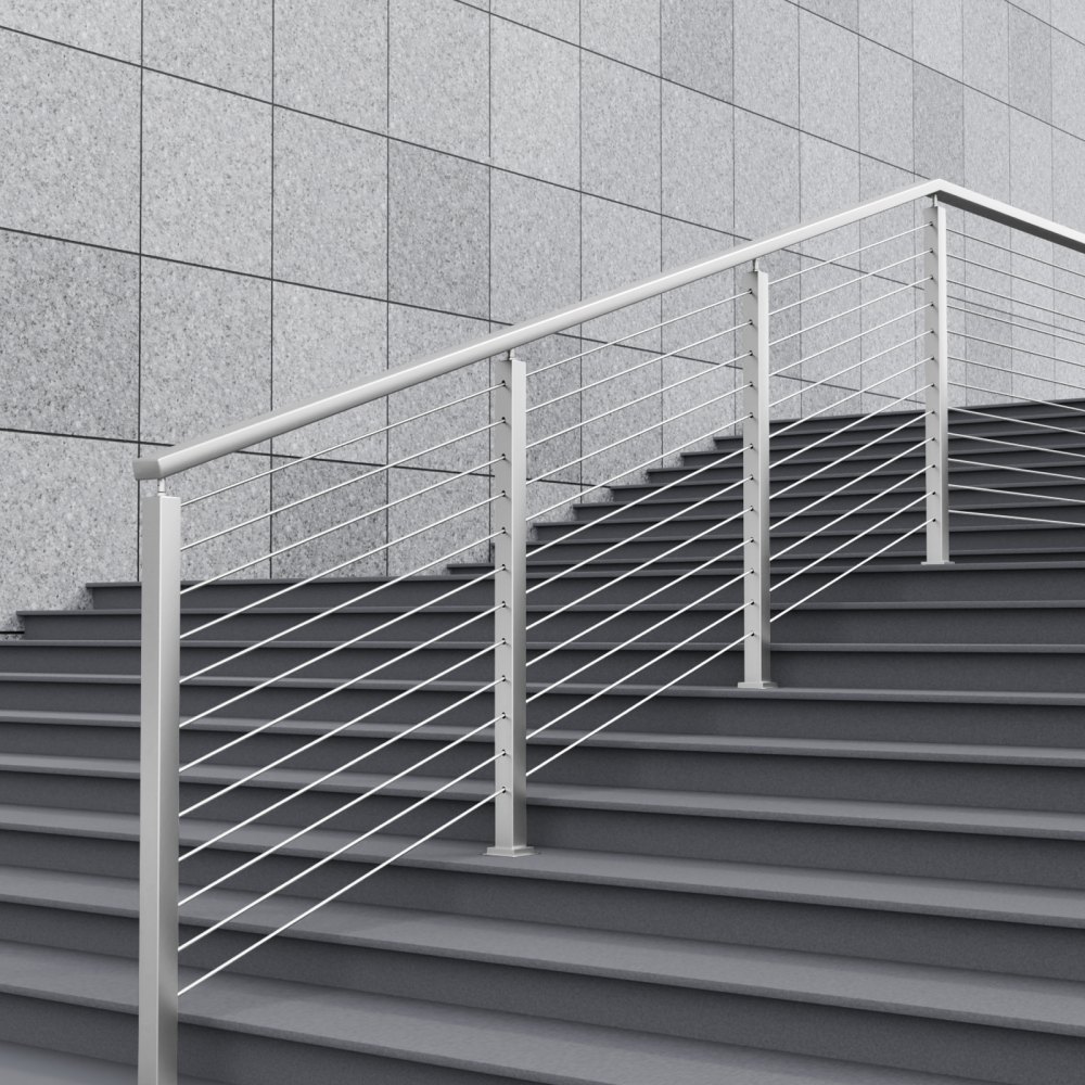 VEVOR Cable Railing Post 106.68x5.08x5.08cm 30° Angled Hole Stair Railing Post 12 Pre-Drilled Holes SUS304 Stainless Steel Post with Curved Bracket Silver 1JZLGZ1067556VUN5V0