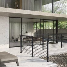 VEVOR Palo per Ringhiera per Cavi, Palo per Ringhiera Angolare in Acciaio a Forma di L con Foro a L, 12 Fori Preforati, Acciaio Inox 106,7x5x5 cm, Nero, 1JZLGZ106755UOBB9V0
