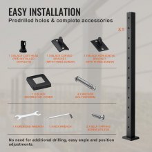 VEVOR Palo per Ringhiera per Scale, Palo per parapetto Fori Inclinati a 30 Gradi, 12 Fori Preforati, Palo Ringhiera Acciaio Inox 106,7x5x5 cm, Nero, 1JZLGZ106755Y9XMJV0