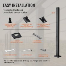 VEVOR Palo per Ringhiera per Scale, Palo per Parapetto Fori Inclinati a 30 gradi, 10 Fori Preforati, Palo Ringhiera Acciaio Inox 91,4x2,5x5 cm, Nero, 1JZLGZHS91424HS5GV0