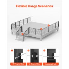 VEVOR Ringhiera per Recinzione da Balcone 1067x108x68 mm da Giardino Balcone Fori a Forma L in Acciaio Inox, Kit di Palo per Balaustrata da Terrazza, 1JZLGZXHS10607YXO001V0