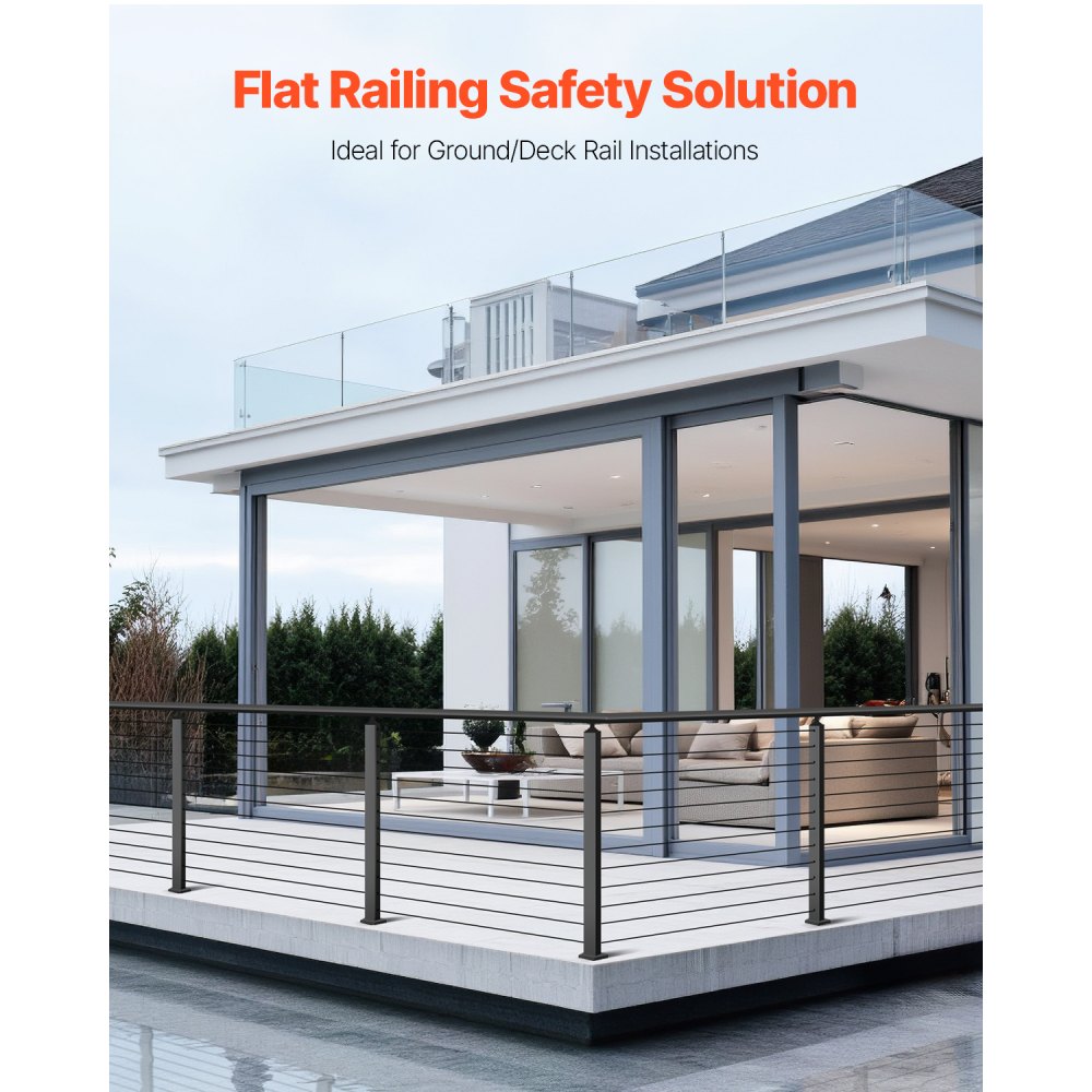 VEVOR Ringhiera per Recinzione da Balcone 1067x108x68 mm da Giardino Balcone Ponte in Acciaio Inox, Kit di Palo per Balaustrata da Terrazza, Nero, 1JZLGZXHS1063GGTD001V0