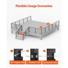 VEVOR Ringhiera per Recinzione da Balcone 1067x108x68 mm da Giardino Balcone Ponte in Acciaio Inox, Kit di Palo per Balaustrata da Terrazza, Nero, 1JZLGZXHS1063GGTD001V0
