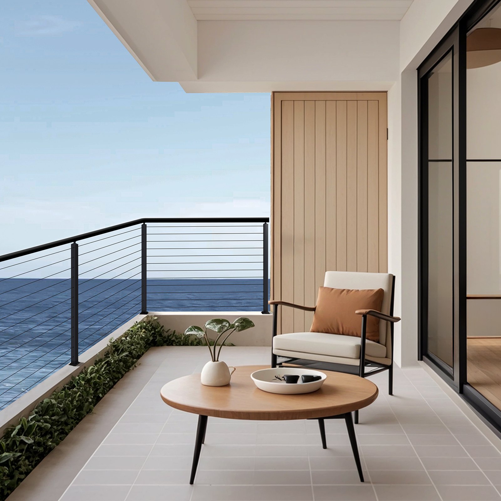 VEVOR Ringhiera per Recinzione da Balcone 1067x108x68 mm da Giardino Balcone Ponte in Acciaio Inox, Kit di Palo per Balaustrata da Terrazza, Nero, 1JZLGZXHS1063GGTD001V0