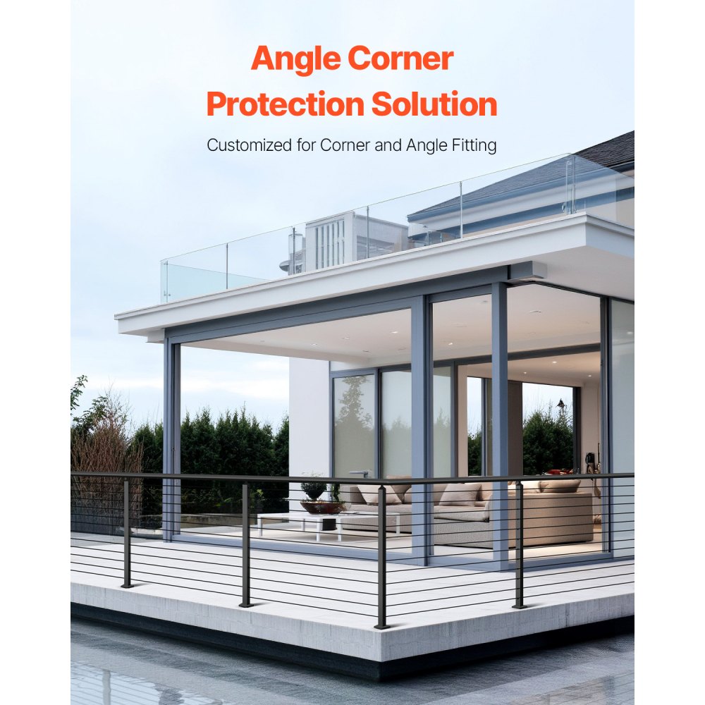 VEVOR Ringhiera per Recinzione da Balcone 1067x100x100 mm da Giardino Balcone Fori a Forma L in Acciaio Inox, Kit di Palo per Balaustrata da Terrazza, 1JZLGZXHS1065S1EW001V0