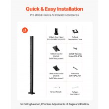 VEVOR Ringhiera per Recinzione da Balcone 914x100x100 mm da Giardino Balcone con Finitura Spazzolata in Acciaio Inox, Kit di Palo per Balaustrata da Terrazza, 1JZLGZXHS9148RVYS001V0
