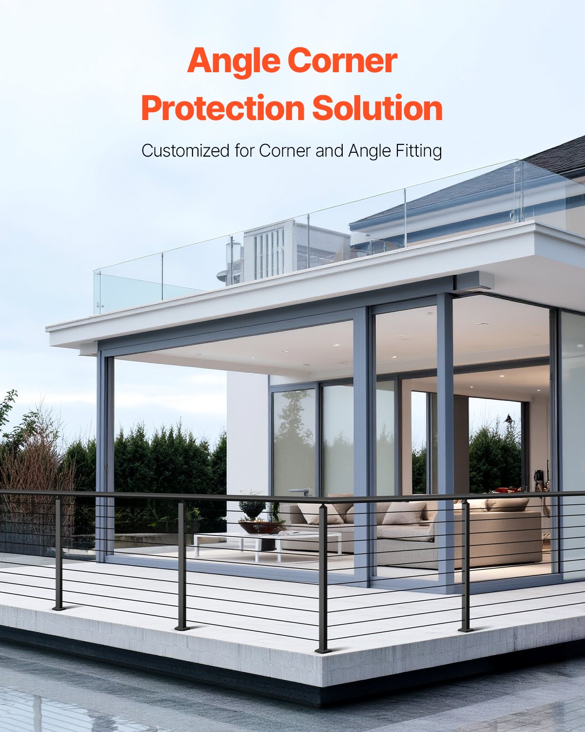 VEVOR Ringhiera per Recinzione da Balcone 914x100x100 mm da Giardino Balcone Fori a Forma L, Picchetti Preforati, Kit di Palo per Balaustrata da Terrazza, 1JZLGZXHS914ZPBNY001V0