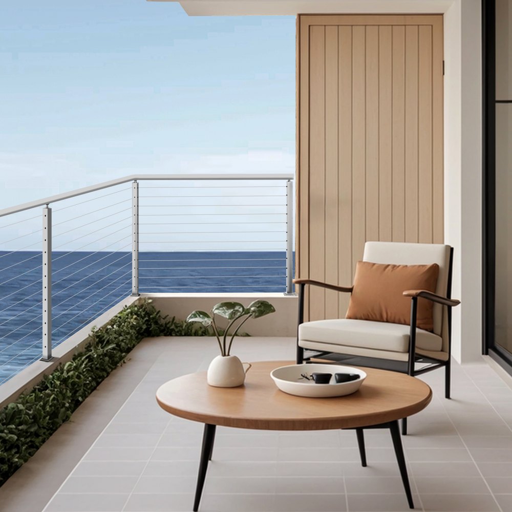 VEVOR Ringhiera per Recinzione da Balcone 1067x100x100 mm da Giardino Balcone Ponte in Acciaio Inox, Kit di Palo per Balaustrata da Terrazza, Argento, 1JZLGZXYS1061EF8W001V0