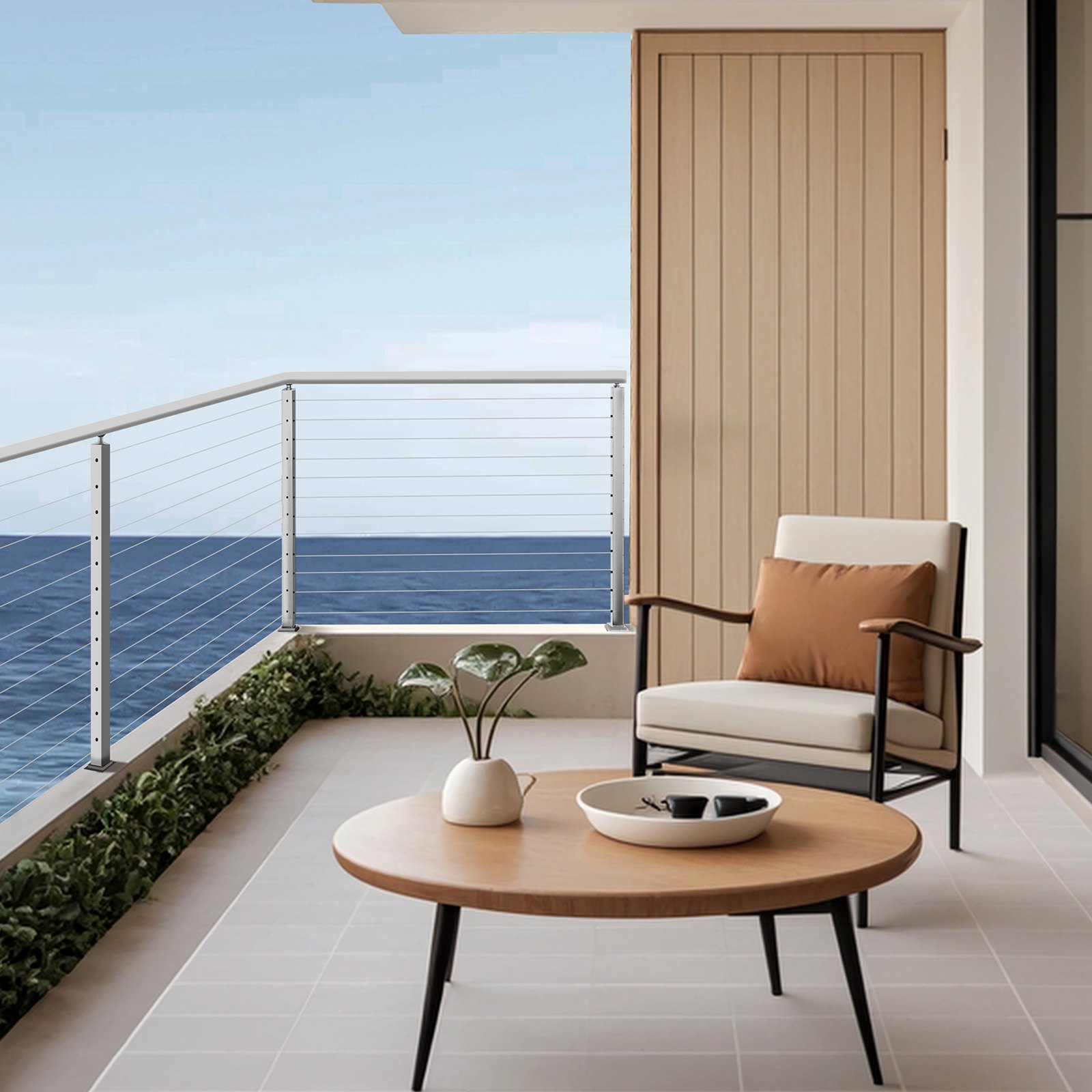 VEVOR Ringhiera per Recinzione da Balcone 1067x100x100 mm da Giardino Balcone Ponte in Acciaio Inox, Kit di Palo per Balaustrata da Terrazza, Argento, 1JZLGZXYS1061EF8W001V0