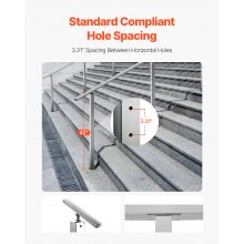 VEVOR Ringhiera per Recinzione da Balcone 1067x100x100 mm da Giardino Balcone Ponte, Poli per Gradini 30°, Kit di Palo per Balaustrata da Terrazza, Argento, 1JZLGZXYS1062TLWC001V0