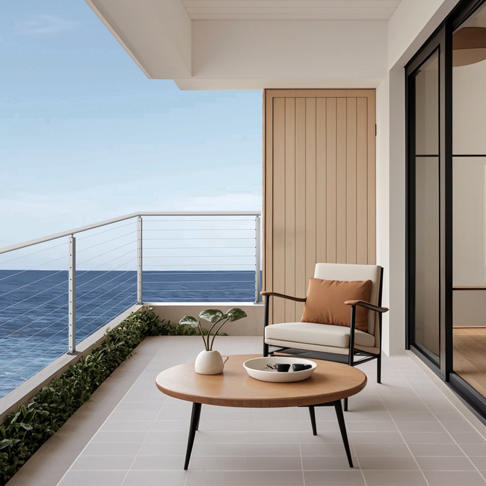 VEVOR Ringhiera per Recinzione da Balcone 914x100x100 mm da Giardino Balcone Ponte in Acciaio Inox, Kit di Palo per Balaustrata da Terrazza, Argento, 1JZLGZXYS91466KZK001V0