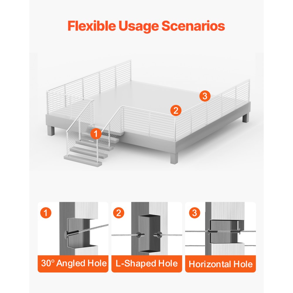 VEVOR Ringhiera per Recinzione da Balcone 914x108x68 mm da Giardino Balcone Ponte in Acciaio Inox, Kit di Palo per Balaustrata da Terrazza, Argento, 1JZLGZXYS914I4BDB001V0