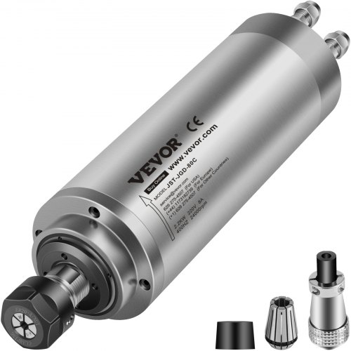 VEVOR Motore Mandrino Raffreddato ad Acqua 2.2KW in Acciaio Inossidabile 304, 8000-24000 R / min,  Motore del Mandrino  con Cuscinetto dalla Germania 220V,  Funzione PLC di 16 Livelli di Velocità