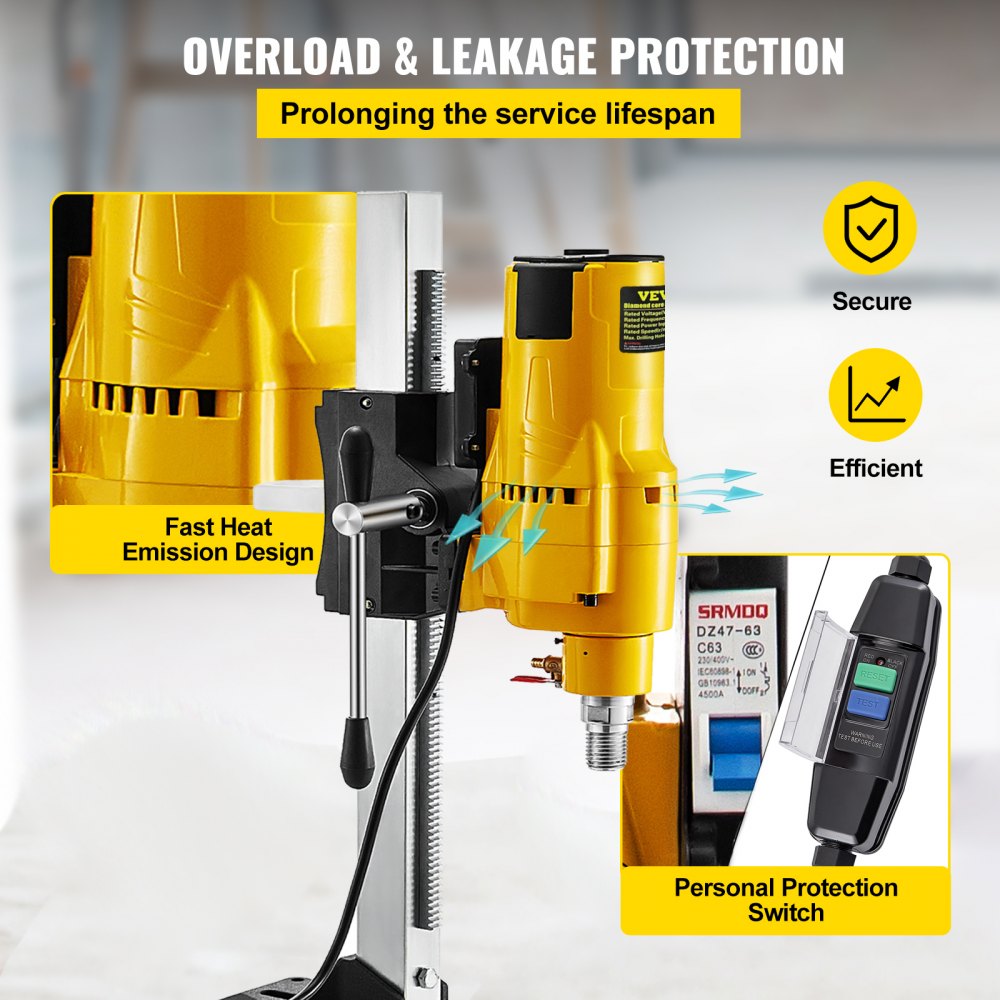 VEVOR Trapano Colonna da Banco, 3980 W Macchina per Carotaggio, 220 V Trapano a Colonna Industriale ad Alta Precisione,  Frequenza Nominale 50 HZ Preciso Trapano da Banco Professionale 0-750 giri/min