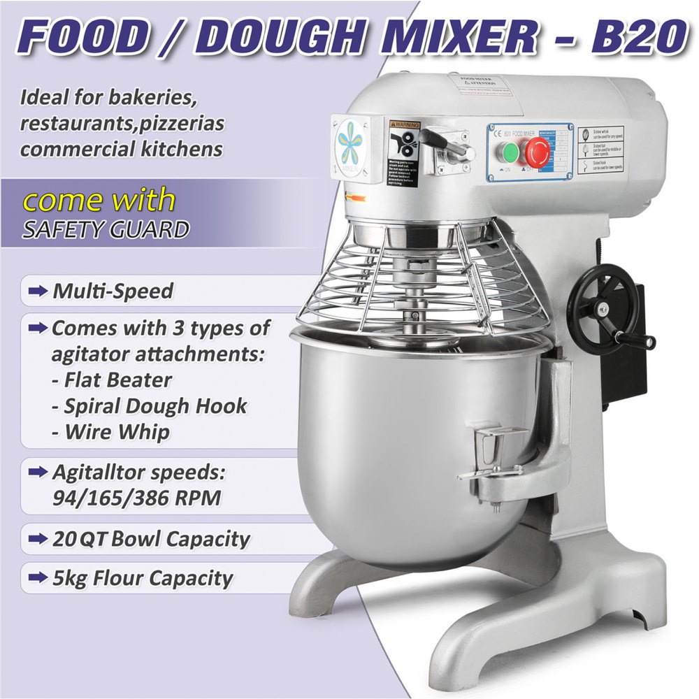 20l Robot Da Cucina Impastatrice Planetaria Restaurant 750w Frullatore