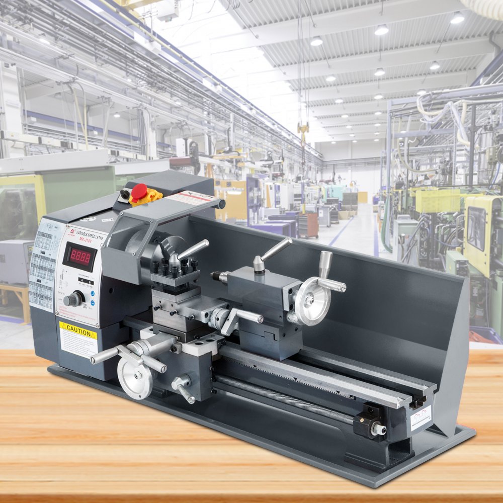 VEVOR Tornio a Velocità Variabile Digitale, 750 W MT3 Velocità 50-2500 Giri/Min Mini Tornio in Metallo per Lavori di Lavorazione, Come Lavori di Foratura, Fresatura, Filettatura e Taglio su Materiale