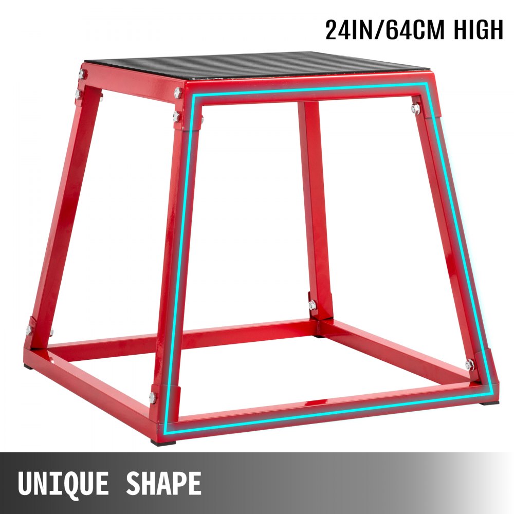 VEVOR Jump Box Pliometrico da 24 Pollici in Materiale Acciaio, Plyo Jump Box Larghezza Base 21 5/8 Pollici, Esercizio Box Peso 28 libbre per Step-Up, Step Over Laterali, Jump Squat, Burpee Box e Altro