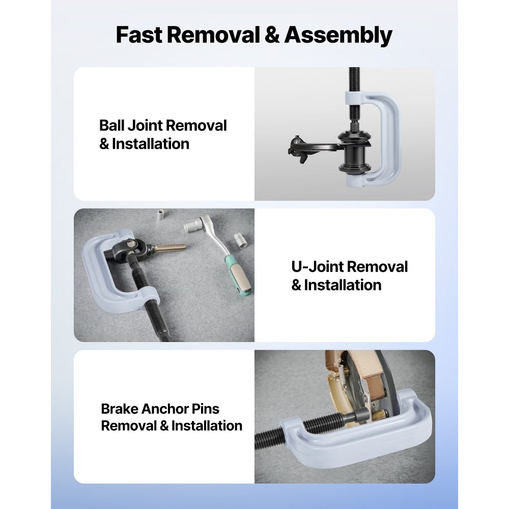 VEVOR Kit Pressa per Cuscinetti, 10+24 Pezzi, Utensile per Boccole, Set per Piste e Guarnizioni con 13 Boccole, Telaio a C e Manicotti, Strumenti di Installazione e Rimozione con Custodia