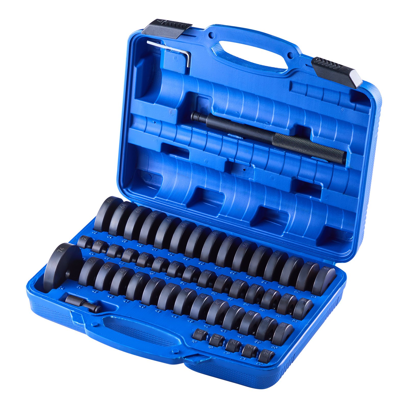 VEVOR Kit Pressa per Cuscinetti, 52+14 Pezzi, Set di Driver per Piste e Guarnizioni con 49 Boccole, Separatori e Ganasce, con Custodia, Strumenti di Installazione e Rimozione con Custodia