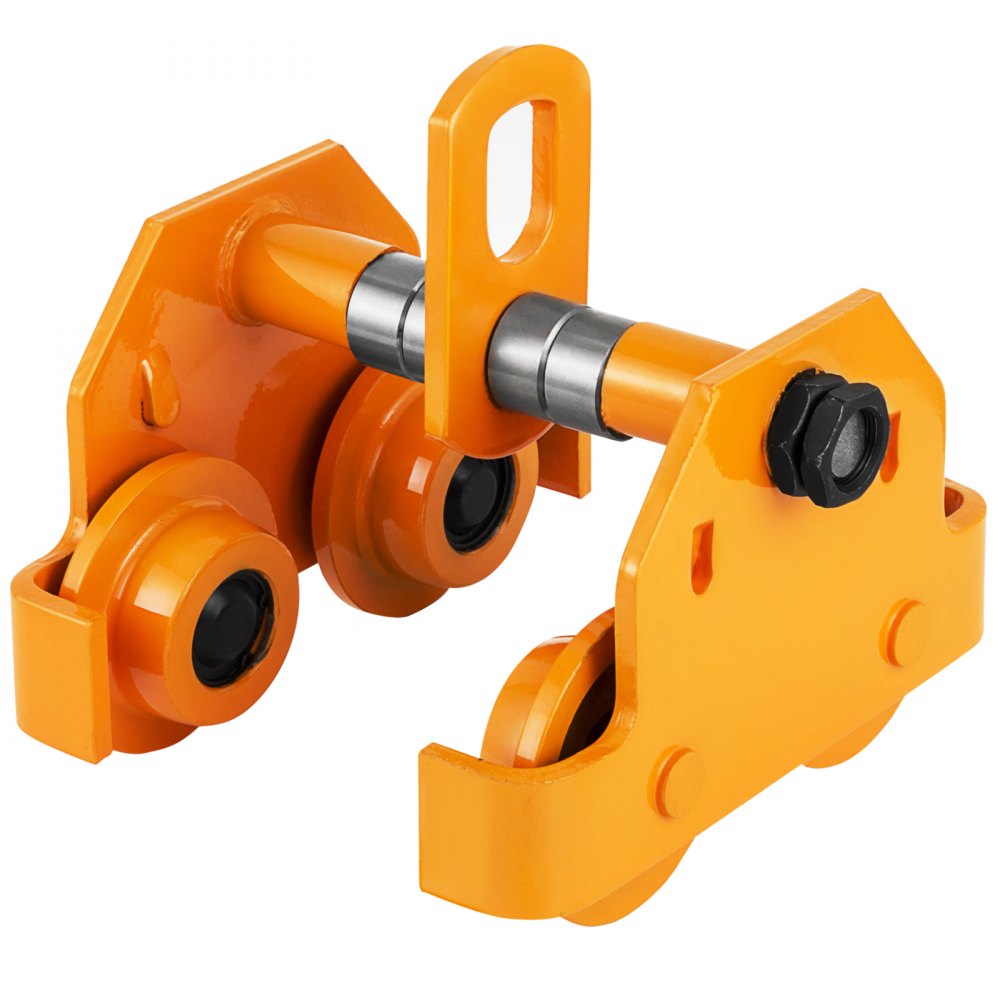 VEVOR Carrello Trave Manuale per Carichi Pesanti da Capacità di Spinta 2T I-Beam, Gru Manuale a Trave in Acciaio, Carrello Porta Paranco a Spinta in Giallo per Magazzini, Garage e Fabbriche